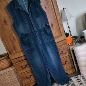 Denim Sleeveless Jumpsuit Xl